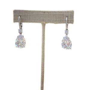 Nadri CZ Pear Drop Earrings Silver Wedding Bridal Formal